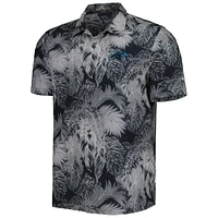 Men's Tommy Bahama Black Carolina Panthers Coast Luminescent Fronds Camp IslandZone Button-Up Shirt