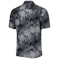 Men's Tommy Bahama Black Carolina Panthers Coast Luminescent Fronds Camp IslandZone Button-Up Shirt