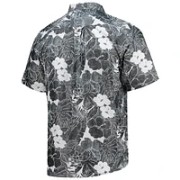 Men's Tommy Bahama Black Carolina Panthers Coconut Point Playa Floral IslandZone Button-Up Shirt