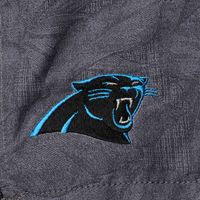 Men's Tommy Bahama Black Carolina Panthers Naples Layered Leaves Swim Trunks