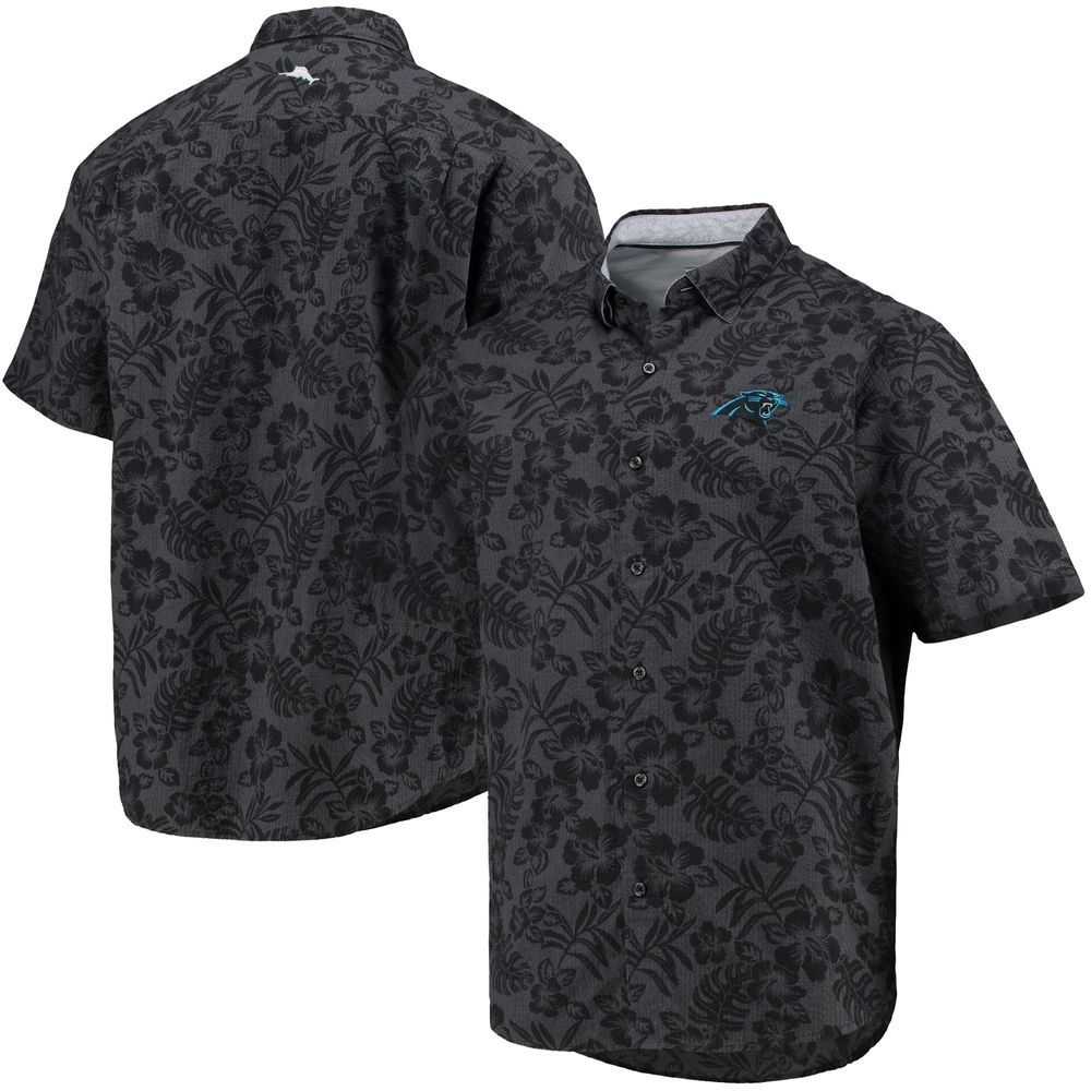 Men's Tommy Bahama Black Carolina Panthers Perfect Score Button-Up Shirt