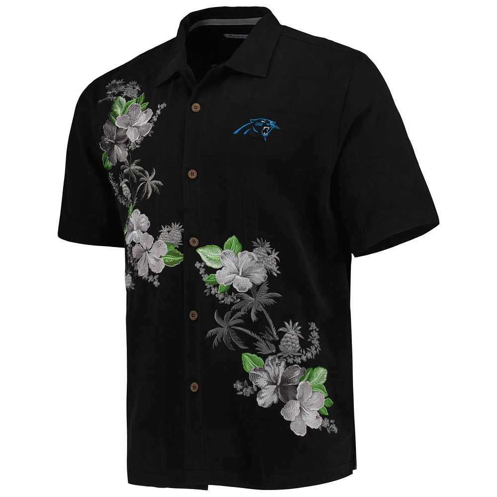 Chemise boutonnée Tommy Bahama Black Carolina Panthers Sport Azule Oasis Camp pour hommes