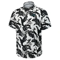 Men's Tommy Bahama Black Carolina Panthers Sunnyvale Blooms Camp Button-Up Shirt