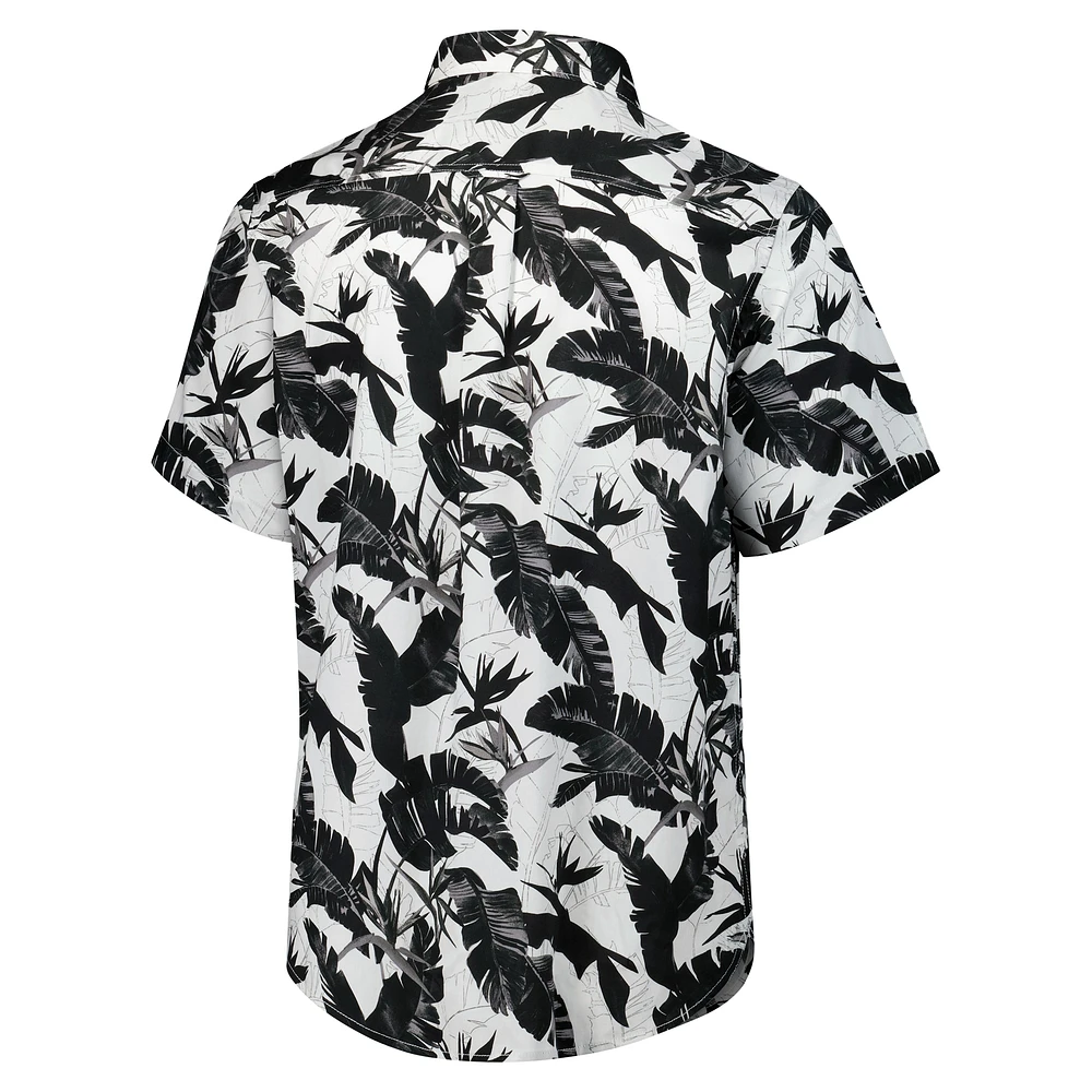 Men's Tommy Bahama Black Carolina Panthers Sunnyvale Blooms Camp Button-Up Shirt