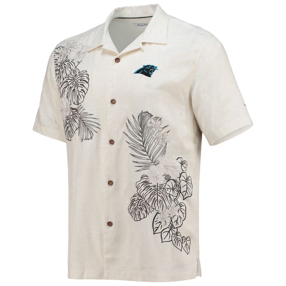 Men's Tommy Bahama Cream Carolina Panthers La Playa Luau Button-Up Camp Shirt