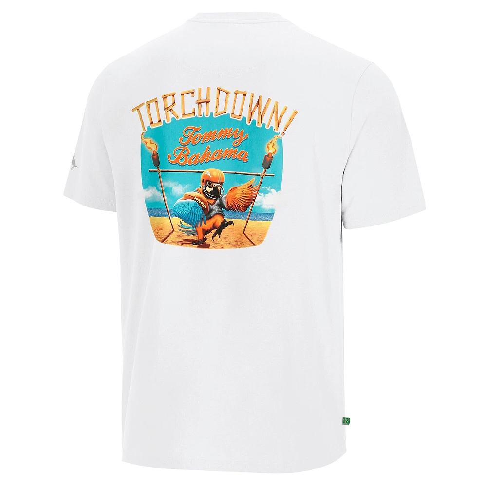 T-shirt graphique blanc pour homme Tommy Bahama Carolina Panthers Sport Torchdown