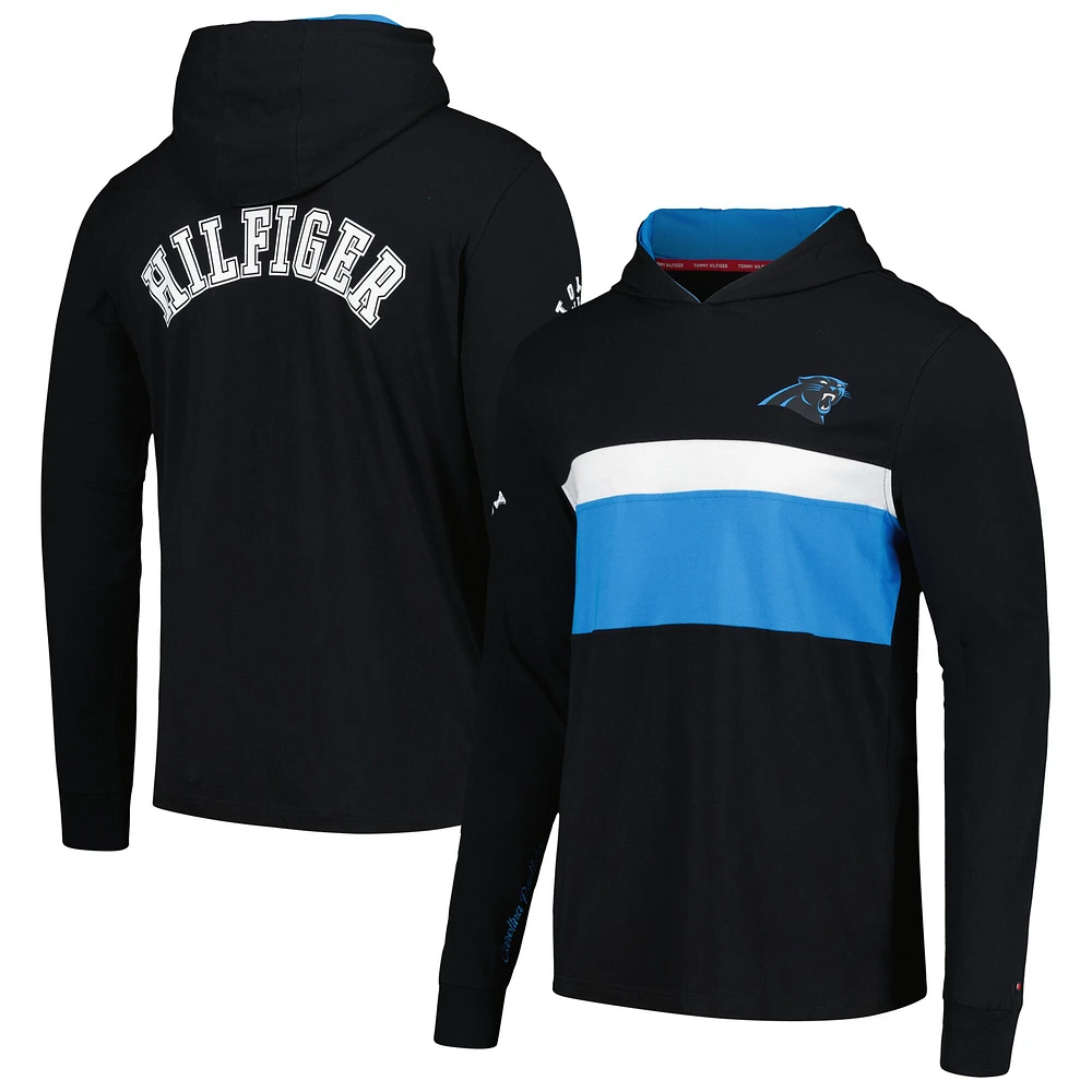 Men's Tommy Hilfiger  Black Carolina Panthers Morgan Long Sleeve Hoodie T-Shirt