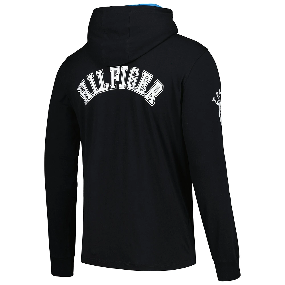 Men's Tommy Hilfiger  Black Carolina Panthers Morgan Long Sleeve Hoodie T-Shirt