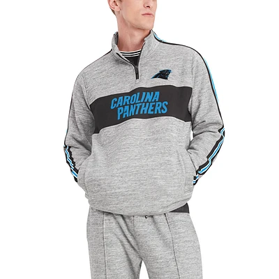 Men's Tommy Hilfiger Heathered Gray Carolina Panthers Mario Quarter-Zip Jacket