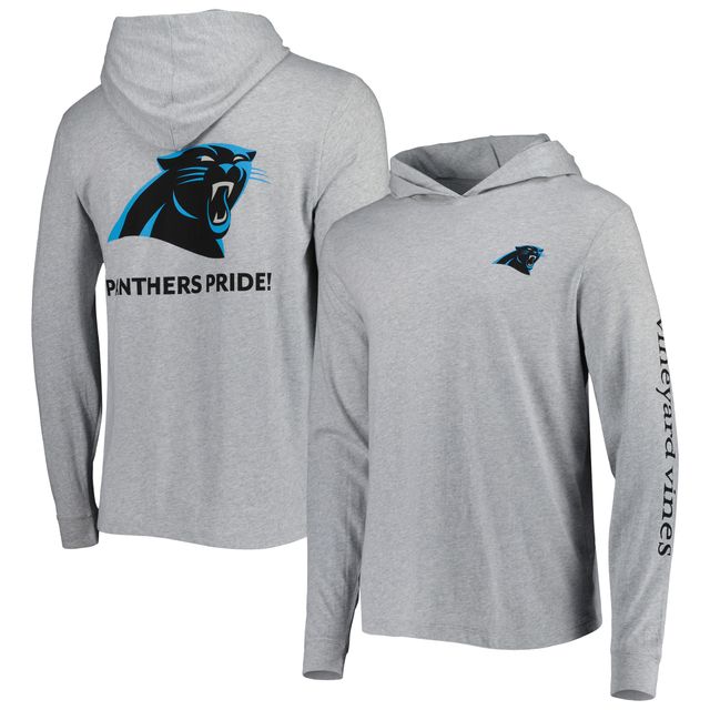 T-shirt à capuche manches longues pour homme Vineyard Vines gris chiné Carolina Panthers Local