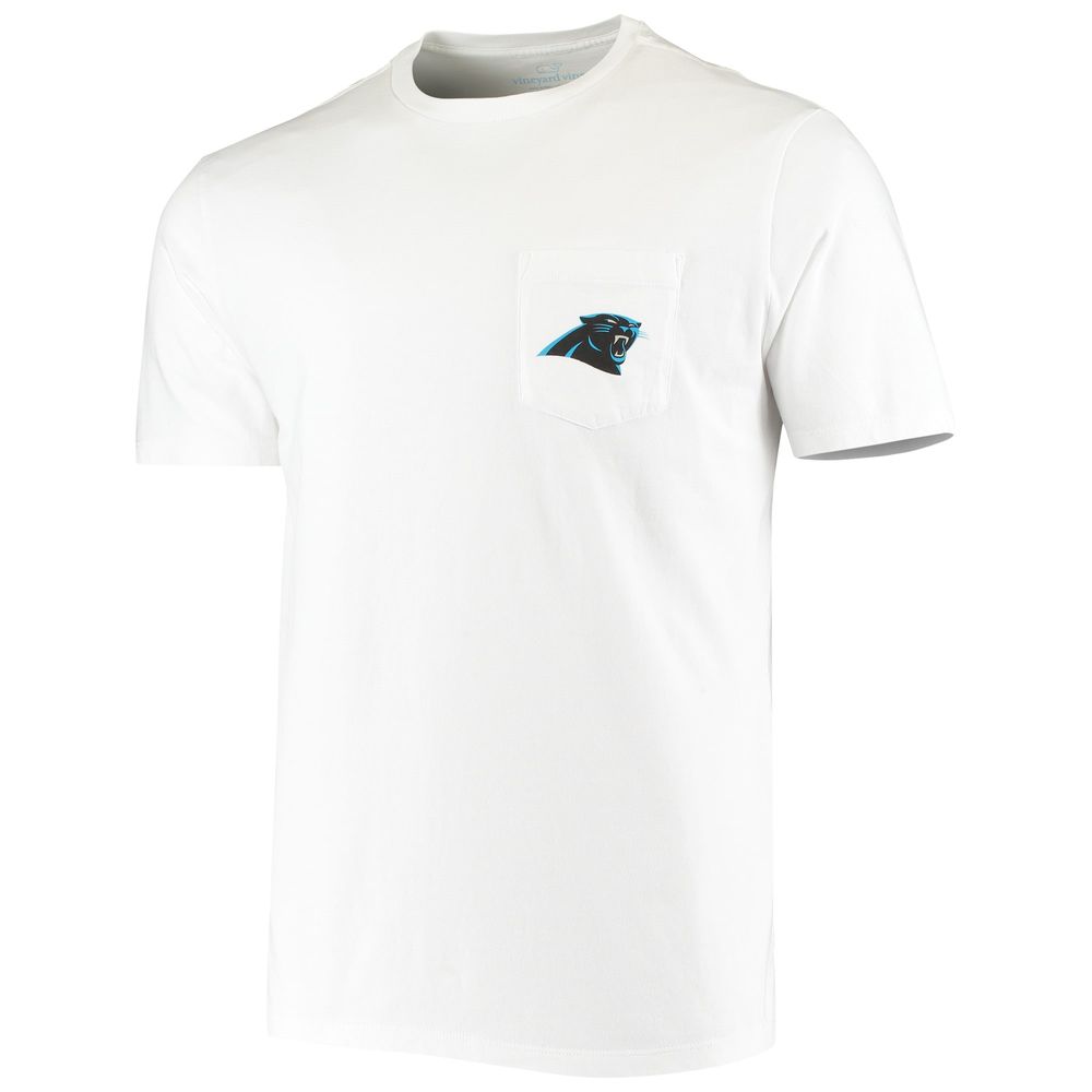 Men's Vineyard Vines White Carolina Panthers Team Whale Helmet T-Shirt