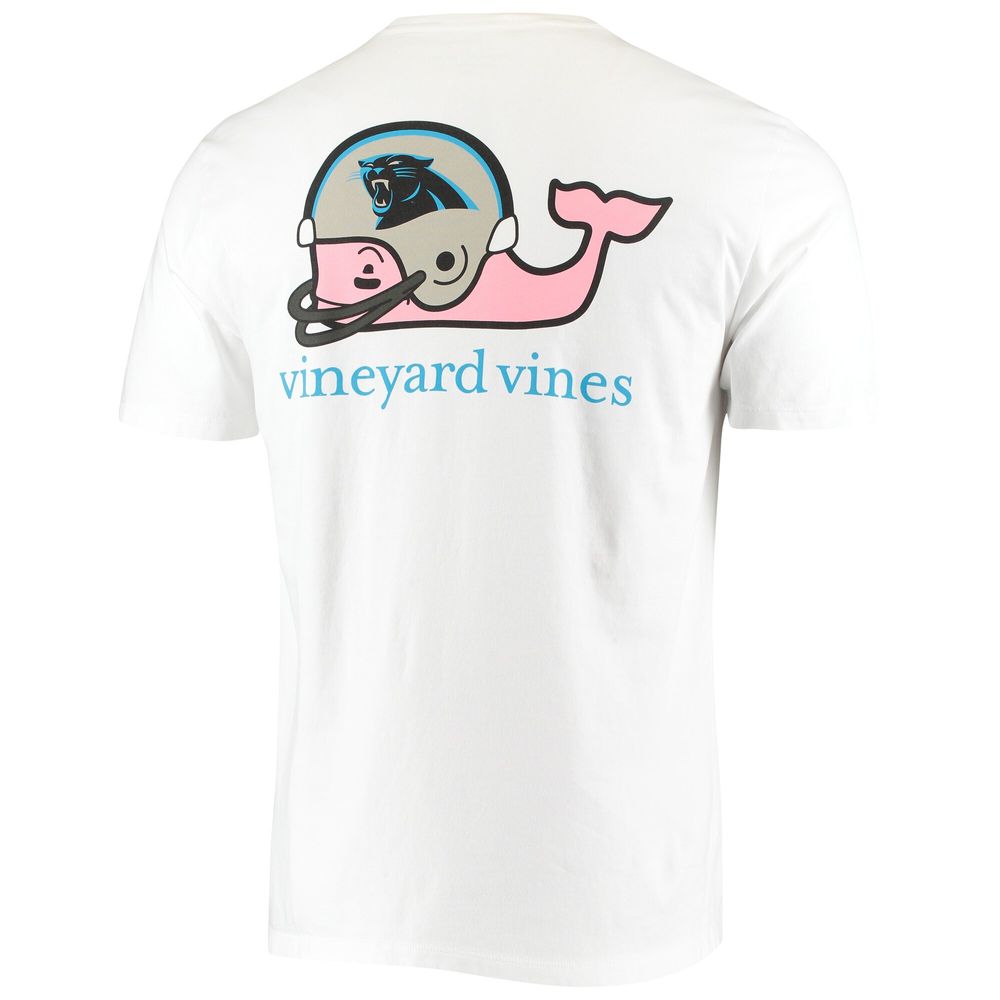 Men's Vineyard Vines White Carolina Panthers Team Whale Helmet T-Shirt