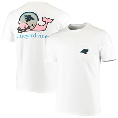 Men's Vineyard Vines White Carolina Panthers Team Whale Helmet T-Shirt