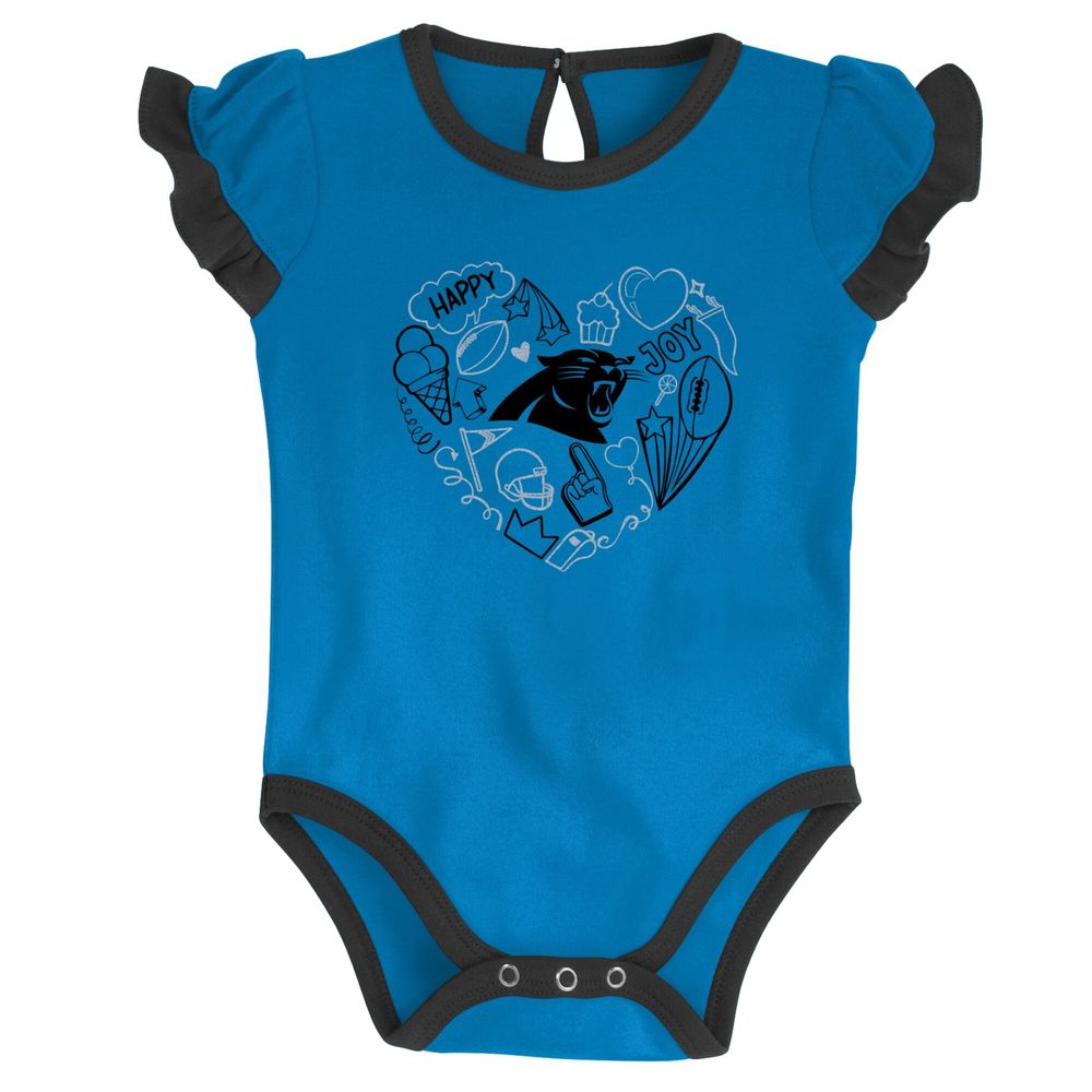 Newborn & Infant Black/Blue Carolina Panthers Too Much Love Two-Piece Bodysuit Set