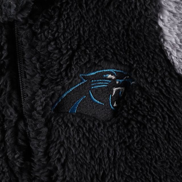 Nouveau-né et bébé noir/gris Carolina Panthers Game Nap Teddy Fleece Bunting Full-Zip Sleeper