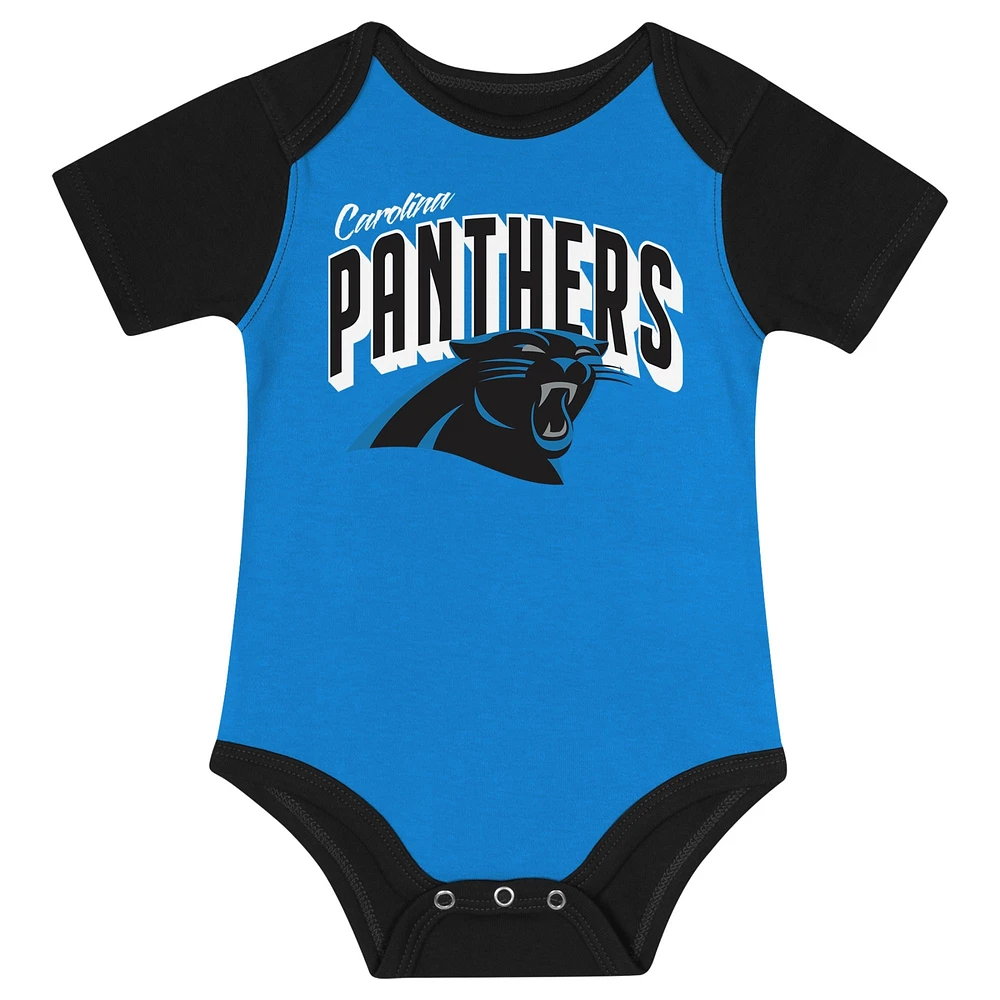 Ensemble body, bavoir et bonnet en tricot pour nouveau-né bébé Carolina Panthers Dynamic Duo