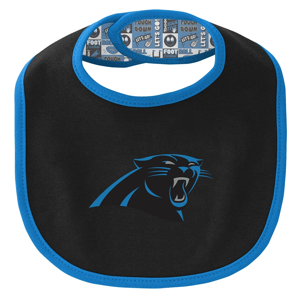 Newborn & Infant Carolina Panthers Dynamic Duo Bodysuit, Bib Knit Hat Set