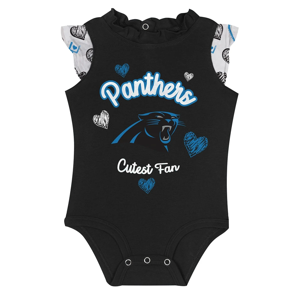 Newborn & Infant Carolina Panthers Happy Hearts 2-Piece Bodysuit Set