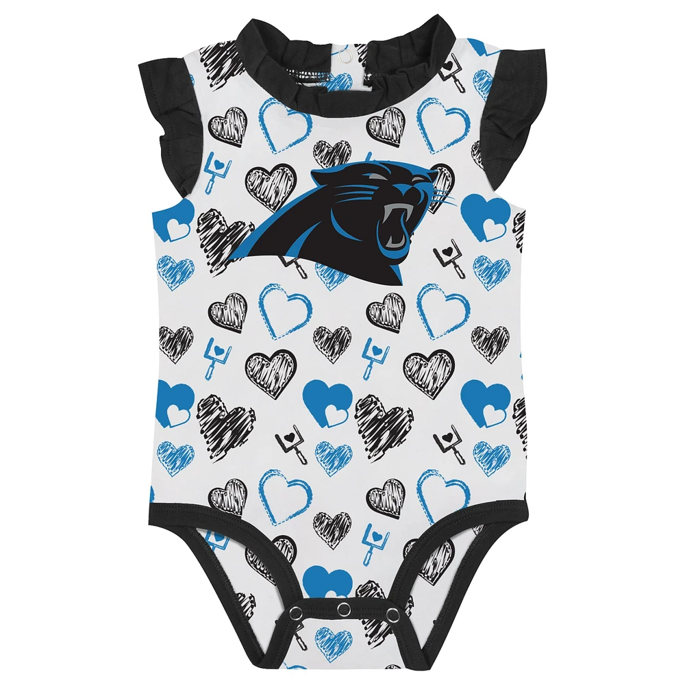 Newborn & Infant Carolina Panthers Happy Hearts 2-Piece Bodysuit Set