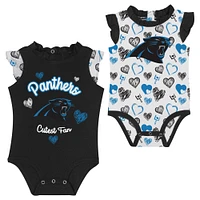 Newborn & Infant Carolina Panthers Happy Hearts 2-Piece Bodysuit Set