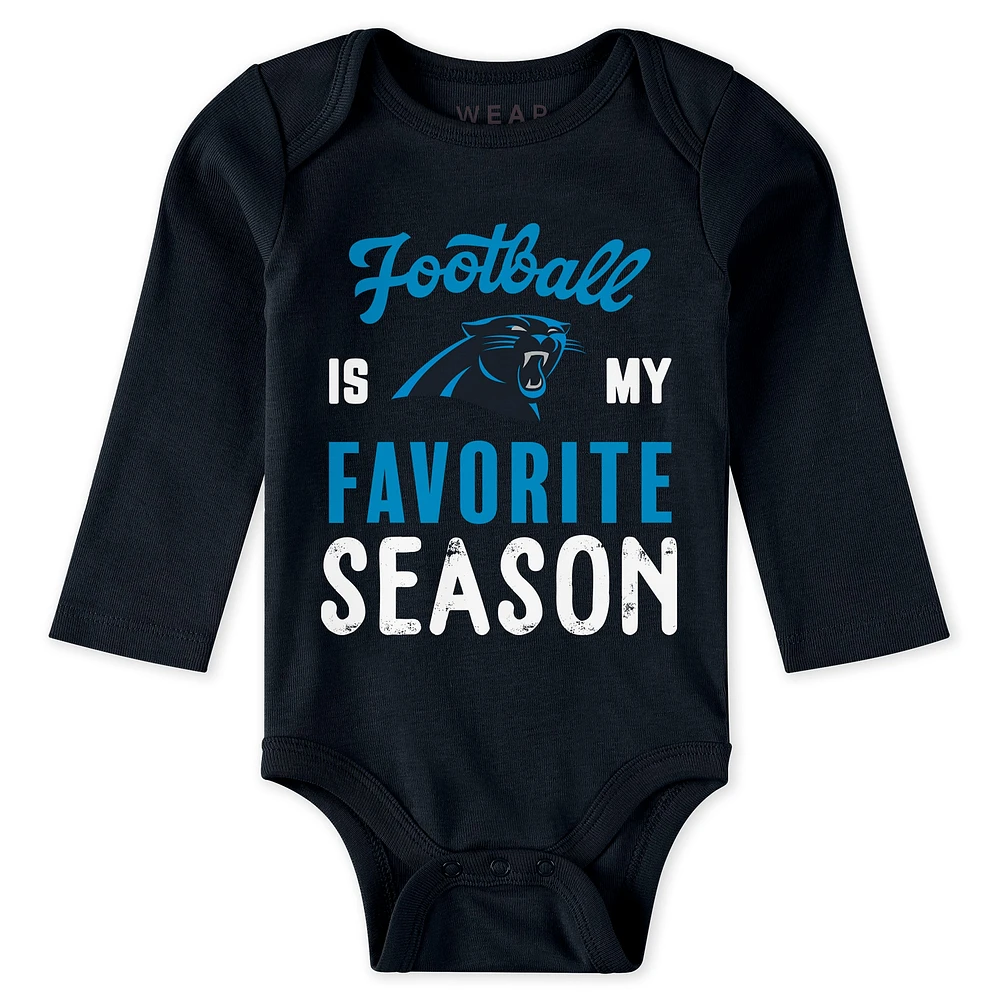 Newborn & Infant WEAR by Erin Andrews Carolina Panthers Three-Piece Turn Me Around Bodysuits Pant Set