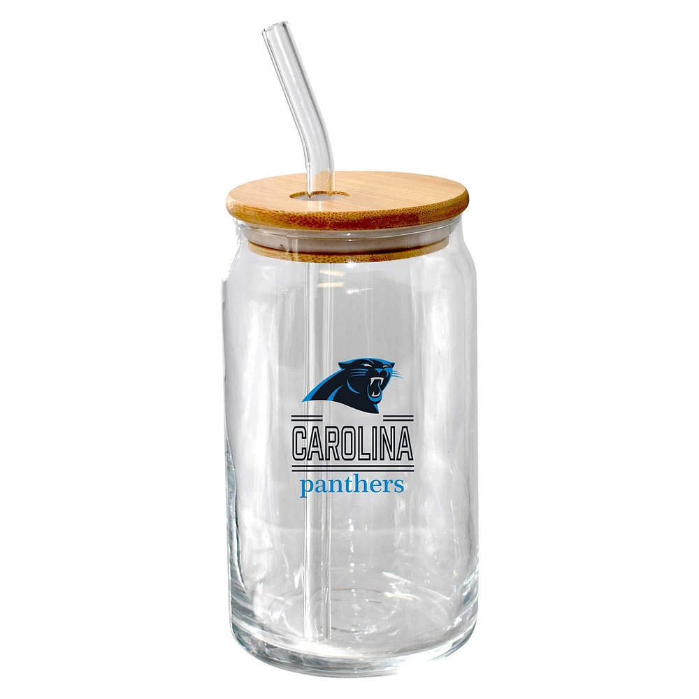 The Memory Company Carolina Panthers 16oz. Classic Crew Beer Glass with Bamboo Lid