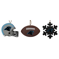 The Memory Company Carolina Panthers Three-Pack Helmet, Football & Snowflake Ornament Set