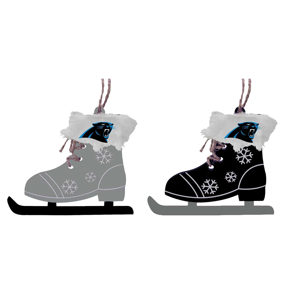 The Memory Company Carolina Panthers Two-Pack Ice Skate Ornament Set