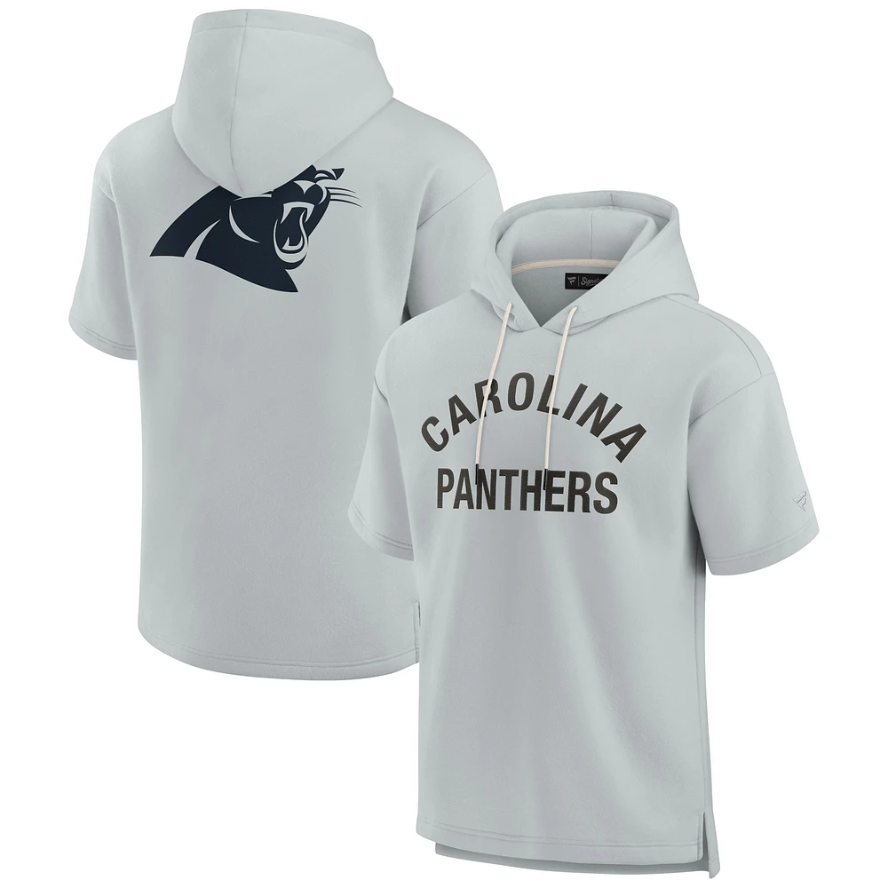 Unisex Fanatics Gray Carolina Panthers Elements Super Soft Fleece Short Sleeve Pullover Hoodie