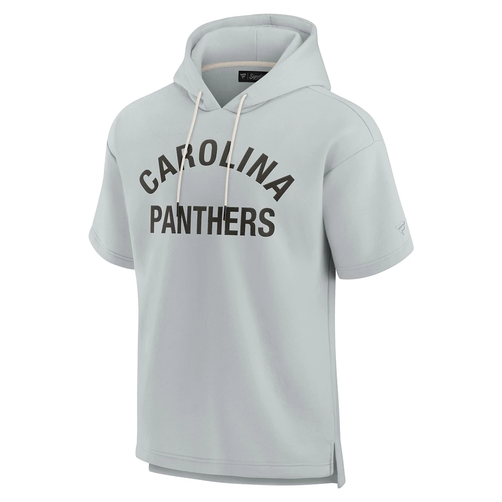 Unisex Fanatics Gray Carolina Panthers Elements Super Soft Fleece Short Sleeve Pullover Hoodie