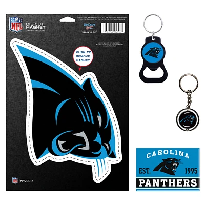 Lot de 4 porte-clés et aimants WinCraft Carolina Panthers