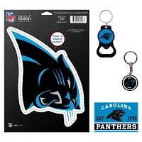 WinCraft Carolina Panthers 4-Pack Key Rings and Magnets Set