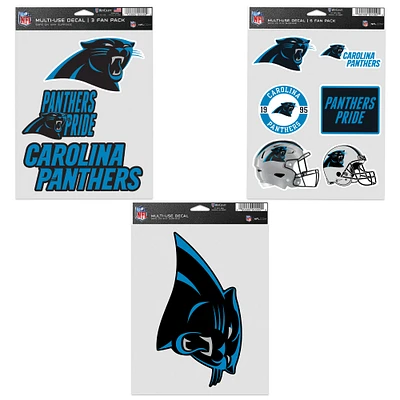 Lot de trois autocollants pour fans des Carolina Panthers de WinCraft