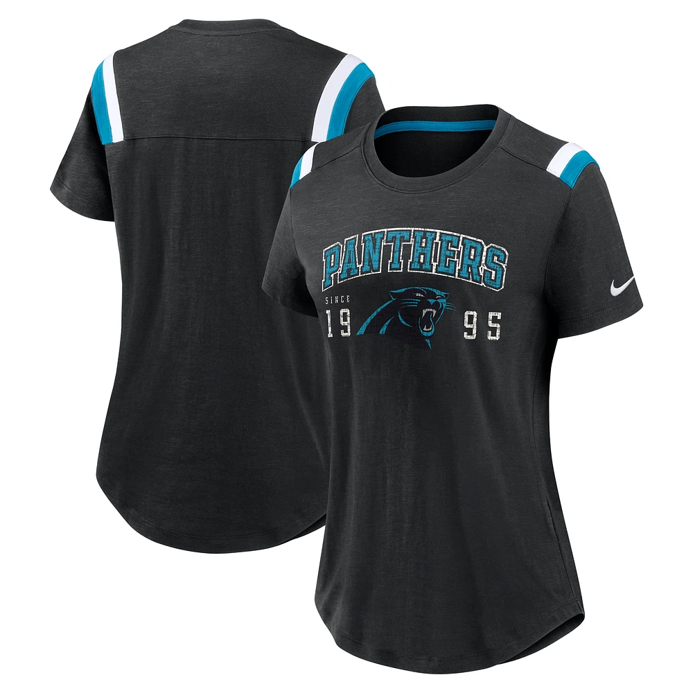 Women's Nike  Heather Black Carolina Panthers Historic Slub Fashion T-Shirt