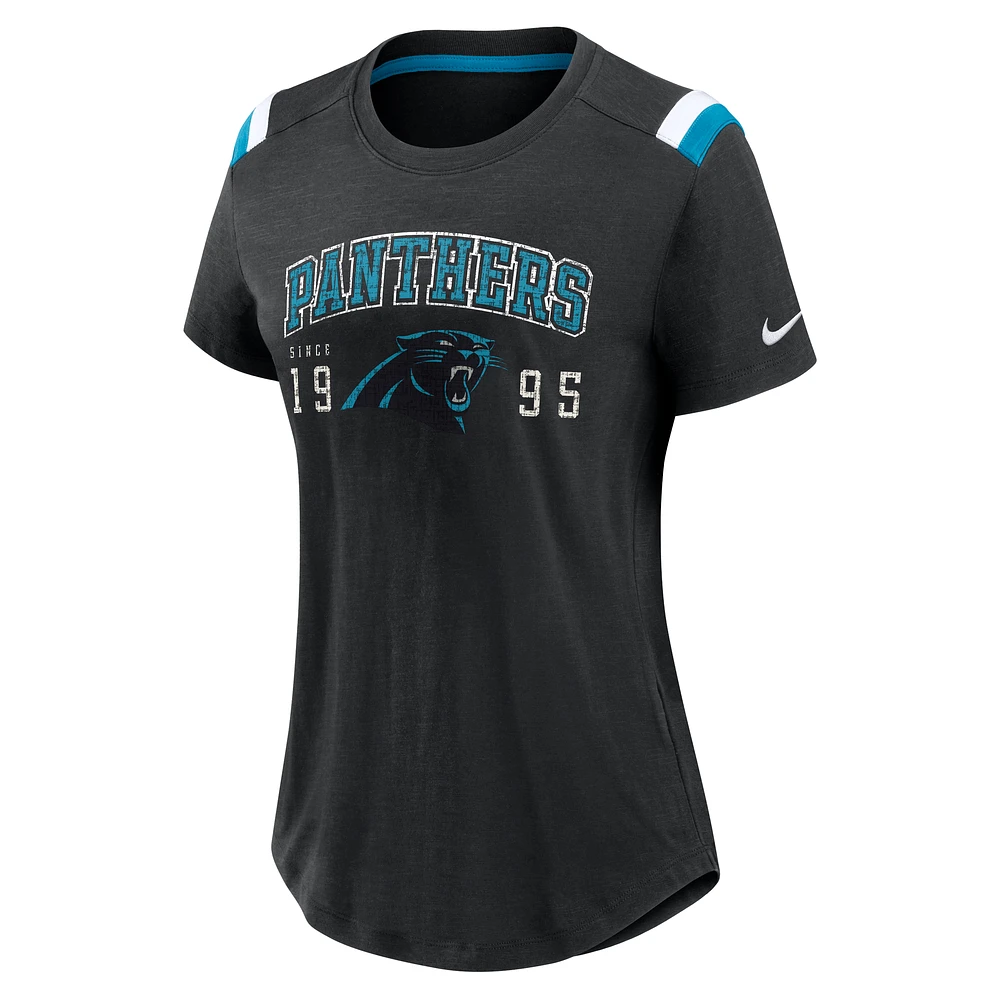 Women's Nike  Heather Black Carolina Panthers Historic Slub Fashion T-Shirt