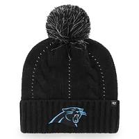 Bonnet en tricot babiole à revers avec pompon des Black Carolina Panthers '47 pour femme