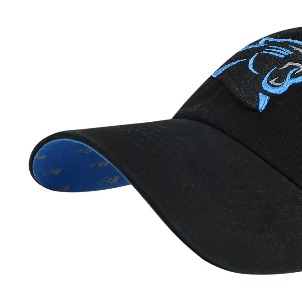 Women's '47 Black Carolina Panthers Confetti Icon Clean Up Adjustable Hat