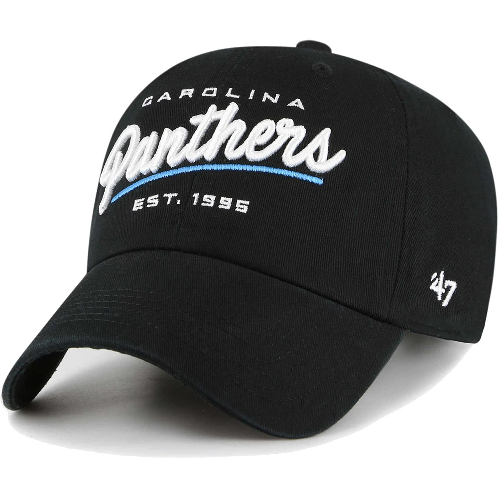 Women's '47 Black Carolina Panthers Sidney Clean Up Adjustable Hat