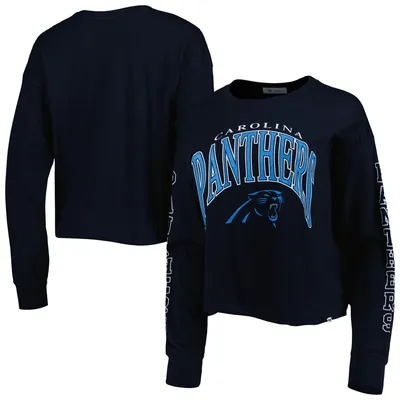 Carolina Panthers '47 Women's Skyler Parkway Cropped Long Sleeve T-Shirt - Black