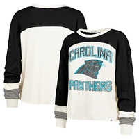 Haut court à manches longues raglan double tête crème Carolina Panthers '47 pour femme