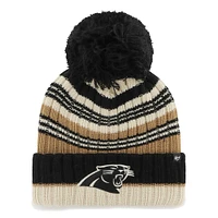 Women's '47 Natural Carolina Panthers Barista Cuffed Knit Hat with Pom