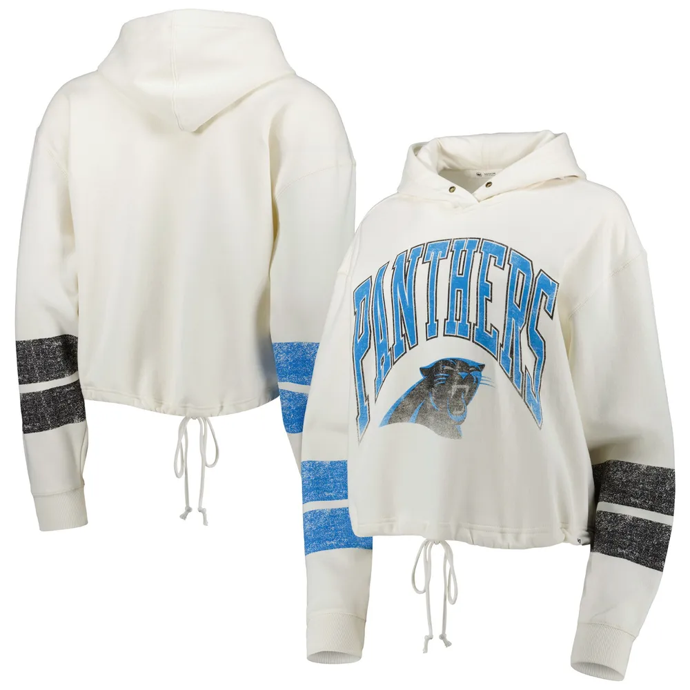 Women's Antigua White Carolina Panthers Metallic Logo Victory Pullover Hoodie Size: Medium