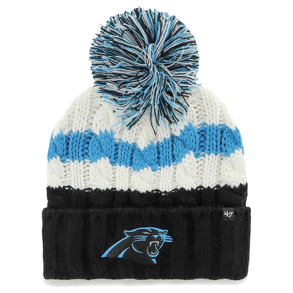 Women's '47 White Carolina Panthers Ashfield Cuffed Knit Hat with Pom