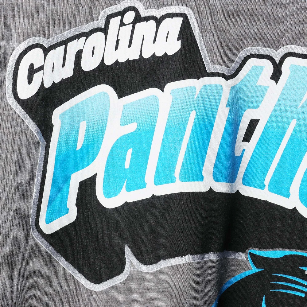 Women's 5th & Ocean by New Era Gray Carolina Panthers Burnout T-Shirt