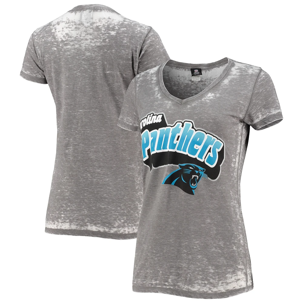 Women's 5th & Ocean by New Era Gray Carolina Panthers Burnout T-Shirt