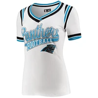 Women's 5th & Ocean by New Era White Carolina Panthers Mesh V-Neck T-Shirt