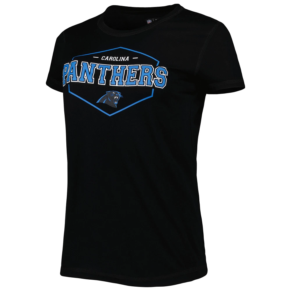 Women's Concepts Sport Black/Blue Carolina Panthers Badge T-Shirt & Pants Sleep Set