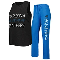 Concepts Sport Blue/Black Carolina Panthers Muscle Débardeur et pantalon Ensemble de nuit