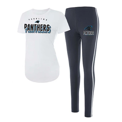 Women's Concepts Sport White/Charcoal Carolina Panthers Sonata Short Sleeve Top & Leggings Set
