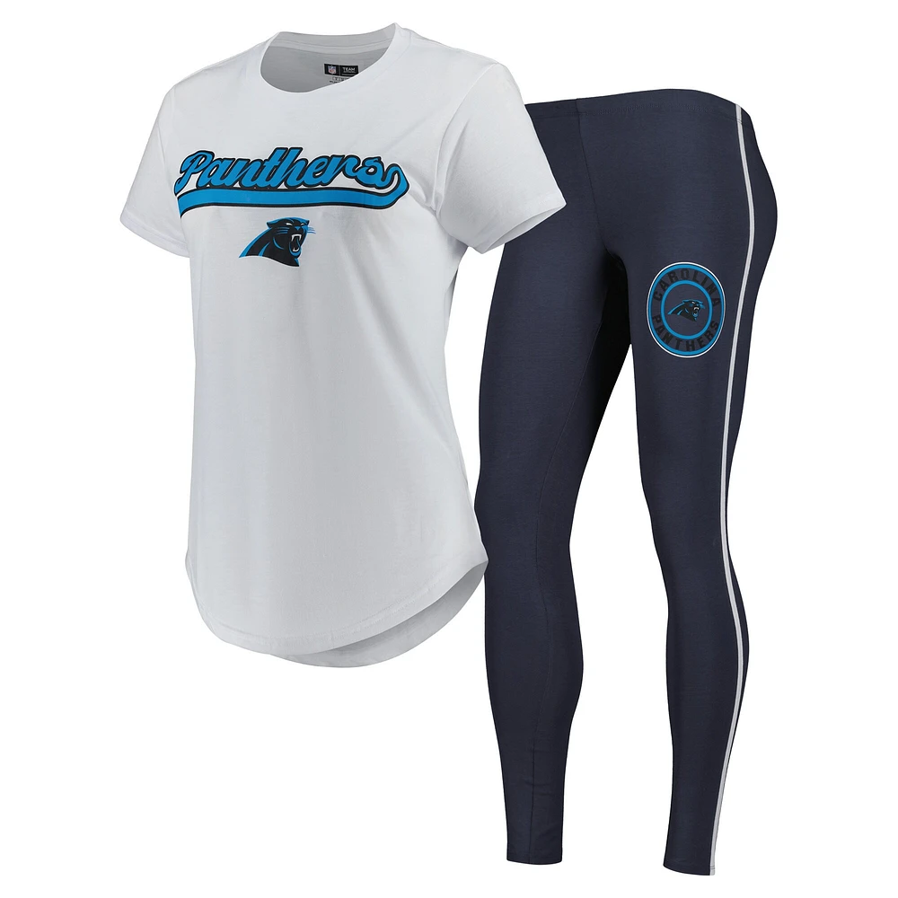 Women's Concepts Sport White/Charcoal Carolina Panthers Sonata T-Shirt & Leggings Sleep Set